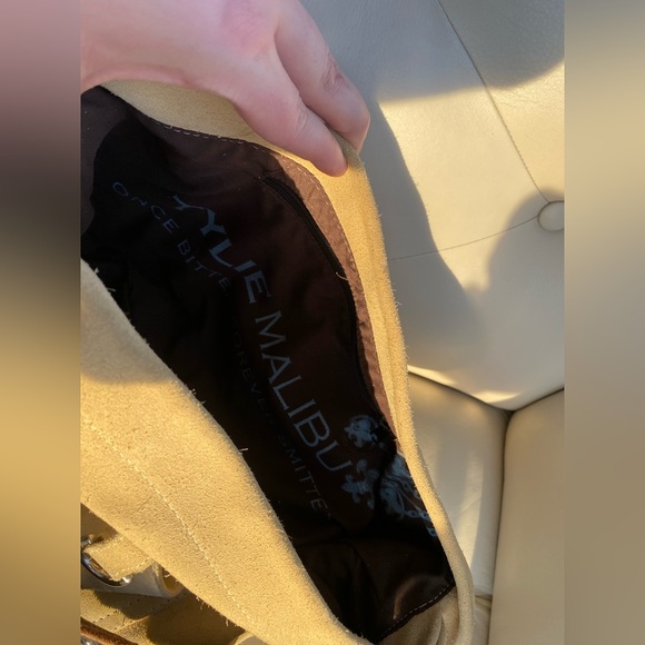 Rare Vintage Y2K Tylie Malibu Suede Crystal Strap Hobo Shoulder Bag Tan Brown - Picture 10 of 14